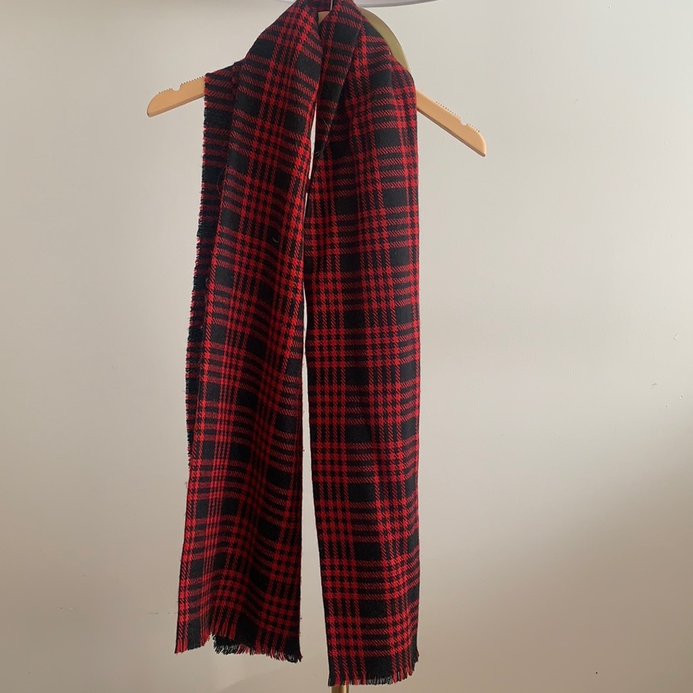 Red and Black Plaid Holiday Winter Scarf